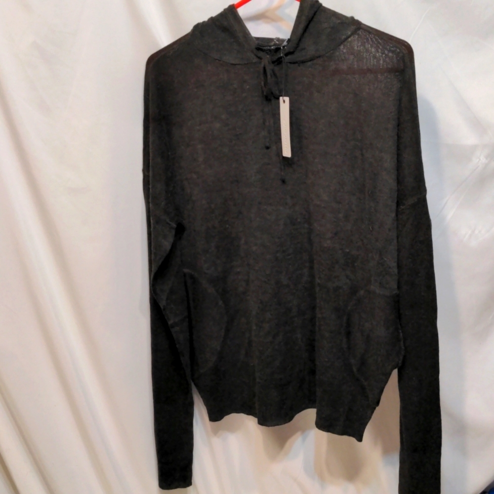 Olivaceous black light weight hooded sweatshirt